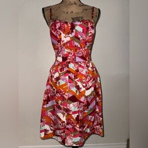 Jessica Simpson Patchwork Dress - Red, Pink, Orange and White